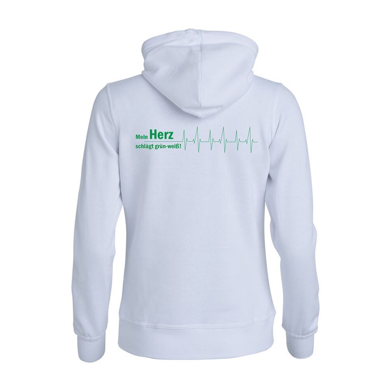 Siebenlehner SV Damen Kapuzenjacke weiß "Herzschlag"