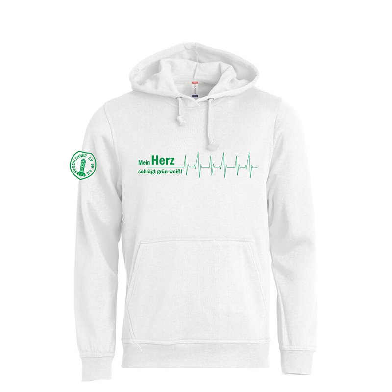 Siebenlehner SV Unisex Hoodie weiß "Herzschlag"